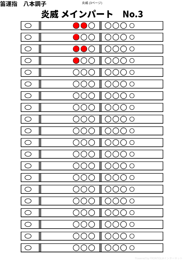 炎威 メインパート 笛運指表 3